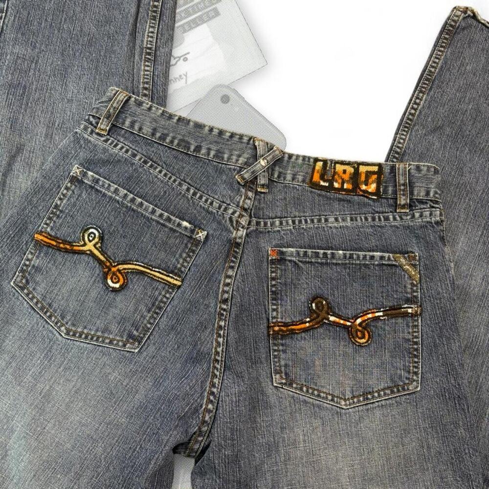 Y2K Blue Wide Leg‎ Skater LRG Camo Denim Jeans